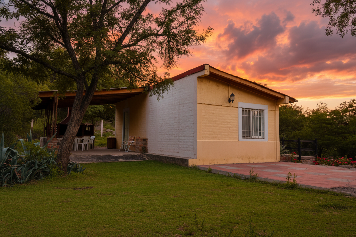 Cabaña al atardecer